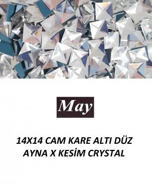 14X14 CAM KARE ALTI DÜZ AYNA X KESİM CRYSTAL