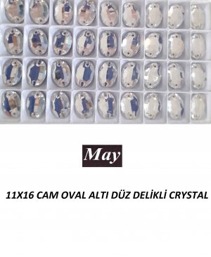 11X16 CAM OVAL ALTI DÜZ DELİKLİ CRYSTAL