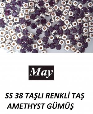 SS 38 TAŞLI RENKLİ TAŞ AMETHYST GÜMÜŞ