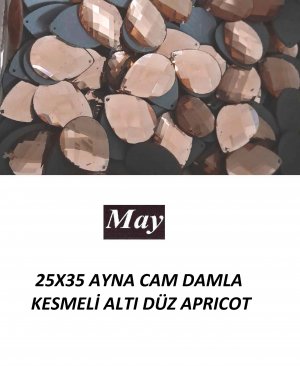 25X35 AYNA CAM DAMLA KESMELİ ALTI DÜZ APRICOT