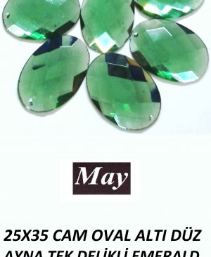 25X35 CAM OVAL ALTI DÜZ AYNA TEK DELİKLİ EMERALD