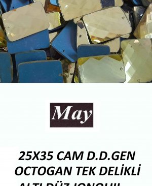 25X35 CAM D.D.GEN OCTOGAN TEK DELİKLİ ALTI DÜZ JONQUIL