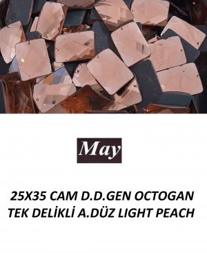 25X35 CAM D.D.GEN OCTOGAN TEK DELİKLİ ALTI DÜZ LIGHT PEACH