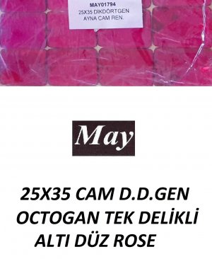 25X35 CAM D.D.GEN OCTOGAN TEK DELİKLİ ALTI DÜZ ROSE