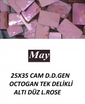 25X35 CAM D.D.GEN OCTOGAN TEK DELİKLİ ALTI DÜZ L.ROSE