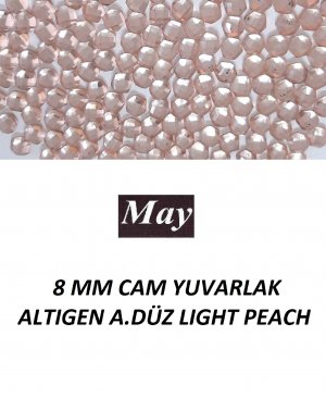 8 MM CAM YUVARLAK ALTIGEN ALTI DÜZ LIGHT PEACH