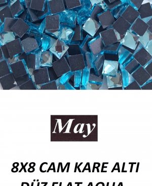 8X8 CAM KARE ALTI DÜZ FLAT AQUA