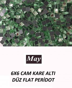 6X6 CAM KARE ALTI DÜZ FLAT PERİDOT