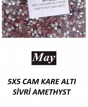 05X05 CAM KARE ALTI SİVRİ AMETHYST