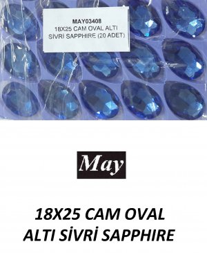 18X25 CAM OVAL ALTI SİVRİ SAPPHIRE