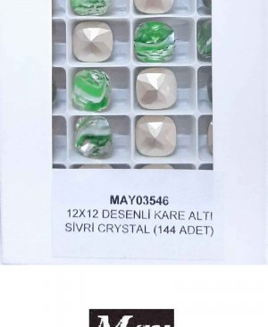 12X12 DESENLİ KARE OVAL ALTI SİVRİ EMERALD