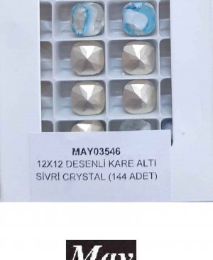 12X12 DESENLİ KARE OVAL ALTI SİVRİ AQUAMARINE