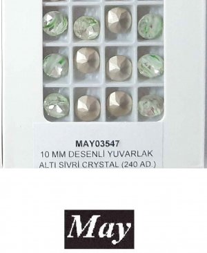 10 MM DESENLİ CAM YUVARLAK ALTI SİVRİ PERIDOT