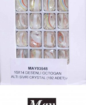 10X14 DESENLİ CAM OCTOGAN ALTI SİVRİ L.C.TOPAZ