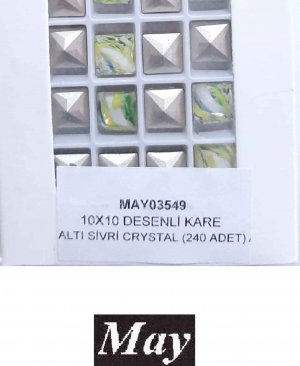 10X10 DESENLİ CAM KARE ALTI SİVRİ RENKLİ CHRYSOLITE