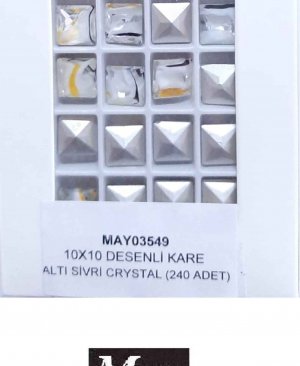 10X10 DESENLİ CAM KARE ALTI SİVRİ RENKLİ TOPAZ