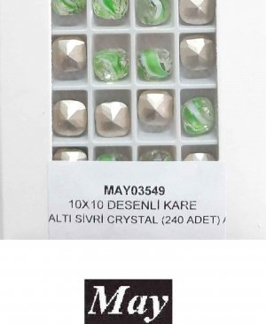 10X10 DESENLİ CAM KARE ALTI SİVRİ OVAL EMERALD