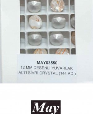 12 MM DESENLİ CAM YUVARLAK ALTI SİVRİ L.C.TOPAZ