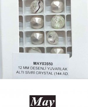 12 MM DESENLİ CAM YUVARLAK ALTI SİVRİ CRYSTAL