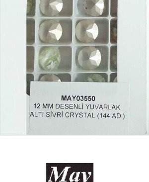 12 MM DESENLİ CAM YUVARLAK ALTI SİVRİ PERIDOT