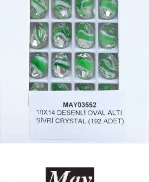 10X14 DESENLİ CAM OVAL ALTI SİVRİ EMERALD