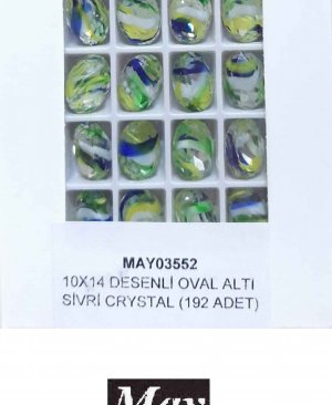 10X14 DESENLİ CAM OVAL ALTI SİVRİ CRYSTAL AB