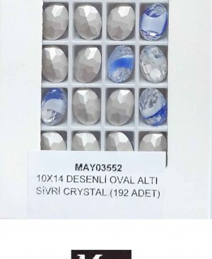 10X14 DESENLİ CAM OVAL ALTI SİVRİ SAPPHIRE