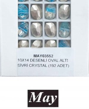 10X14 DESENLİ CAM OVAL ALTI SİVRİ AQUA BOHEMICA