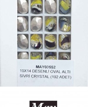 10X14 DESENLİ CAM OVAL ALTI SİVRİ TOPAZ