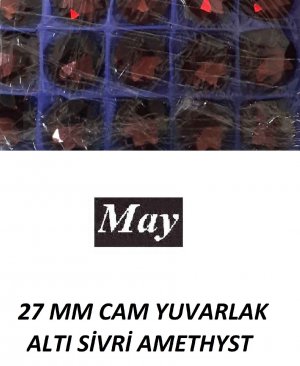 27 MM CAM YUVARLAK ALTI SİVRİ AMETHYST