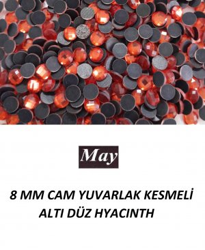 8 MM CAM YUVARLAK KESMELİ ALTI DÜZ HYACINTH