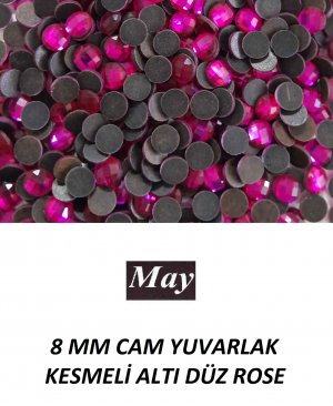 8 MM CAM YUVARLAK KESMELİ ALTI DÜZ ROSE