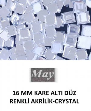 16 MM KARE ALTI DÜZ RENKLİ AKRİLİK-CRYSTAL