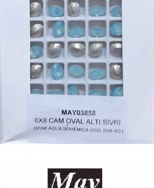 06X08 CAM OVAL ALTI SİVRİ OPAK AQUA BOHEMICA (050)