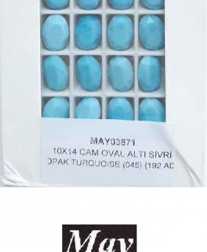 10X14 CAM OVAL ALTI SİVRİ OPAK TURQUOISE (045)