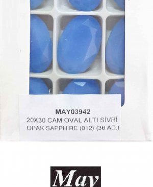 20X30 CAM OVAL ALTI SİVRİ OPAK SAPPHIRE (012)