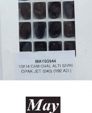 10X14 CAM OVAL ALTI SİVRİ OPAK JET (040)