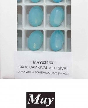 13X18 CAM OVAL ALTI SİVRİ OPAK AQUA BOHEMICA (050)