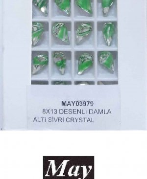 08X13 CAM DAMLA ALTI SİVRİ DESENLİ EMERALD 