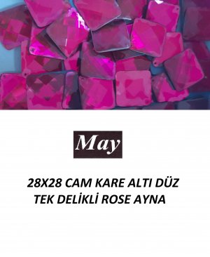 28X28 CAM KARE ALTI DÜZ TEK DELİKLİ ROSE AYNA