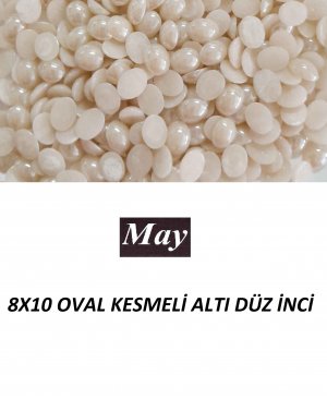 8X10 OVAL KESMELİ ALTI DÜZ İNCİ