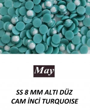 SS 8 MM ALTI DÜZ CAM İNCİ TURQUOISE