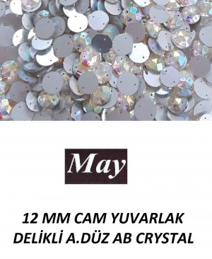 12 MM CAM YUVARLAK DELİKLİ ALTI DÜZ AB CRYSTAL