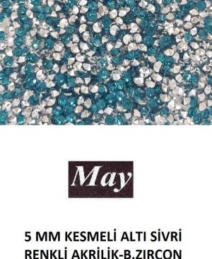 5 MM KESMELİ ALTI SİVRİ RENKLİ AKRİLİK-BLUE ZIRCON