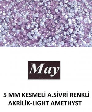 5 MM KESMELİ ALTI SİVRİ RENKLİ AKRİLİK-LIGHT AMETHYST