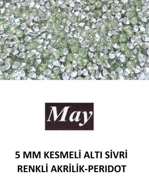 5 MM KESMELİ ALTI SİVRİ RENKLİ AKRİLİK-PERIDOT