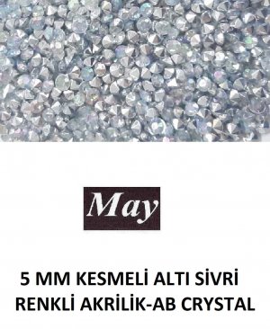 5 MM KESMELİ ALTI SİVRİ RENKLİ AKRİLİK-AB CRYSTAL