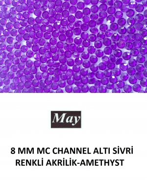 8 MM MC CHANNEL ALTI SİVRİ RENKLİ AKRİLİK-AMETHYST