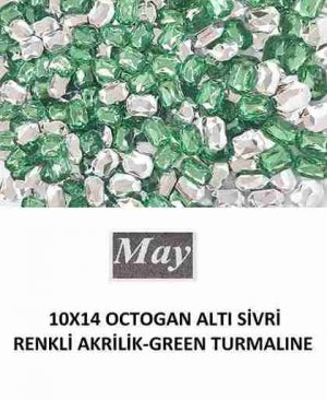 10X14 OCTOGAN ALTI SİVRİ RENKLİ AKRİLİK-GREEN TURMALINE