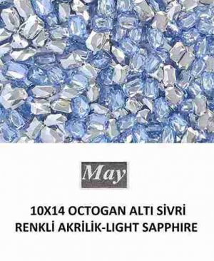 10X14 OCTOGAN ALTI SİVRİ RENKLİ AKRİLİK-LIGHT SAPPHIRE